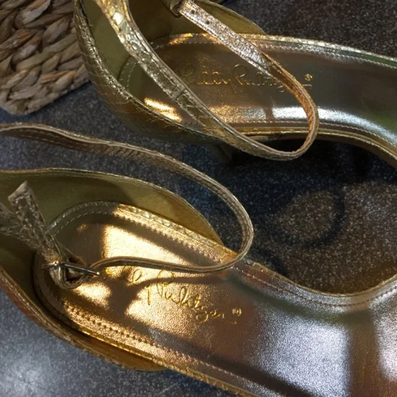 Lilly Pulitzer Gold “Natalie” Heels - Picture 13 of 15